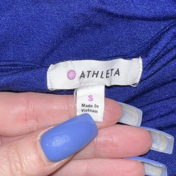 Athleta Womens Dress Small Blue‎ Stretch Solstice Casual Cowl Neck Long Sleeves - Picture 7 of 11